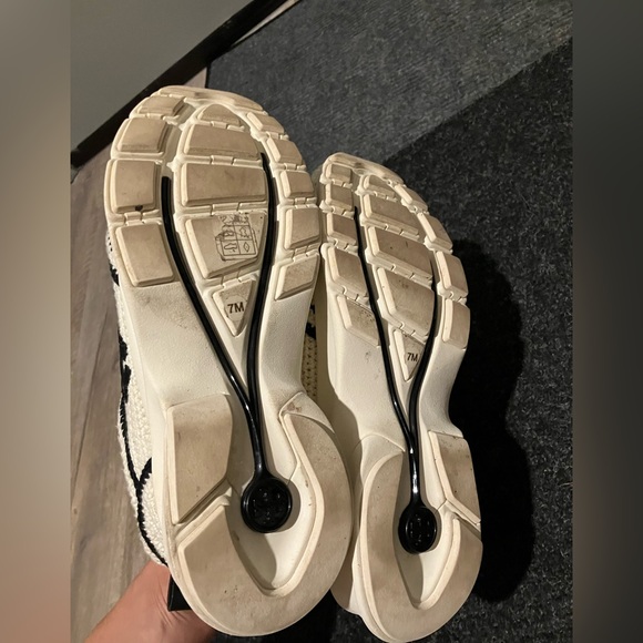 PRICE IS FIRM* Tory Burch Woven Black and Cream Sneakers - Picture 3 of 5